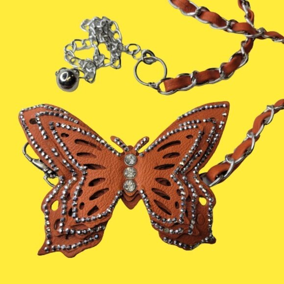 3 Butterfly Chain Belts- Orange Beige- Pink Butterfly Chain Waist Loop Belts - Picture 15 of 15